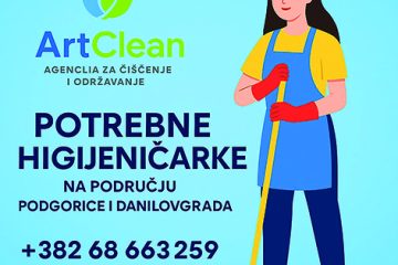 Agencija za čišćenje i održavanje  Art Clean Montenegro zapošljava